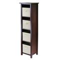 Doba-Bnt Verona 4 Section N Storage Shelf with 4 Foldable Fabric Baskets - Walnut and Beige SA143709